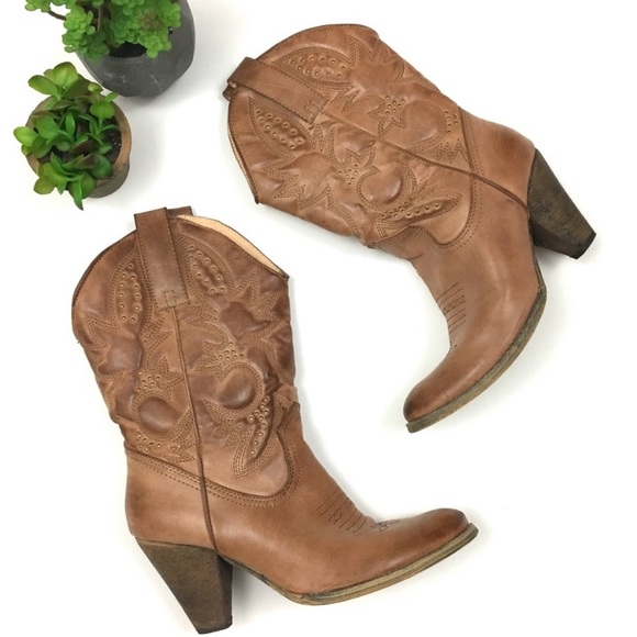 Sbicca Brown Womens Heeled Cowboy Boots 